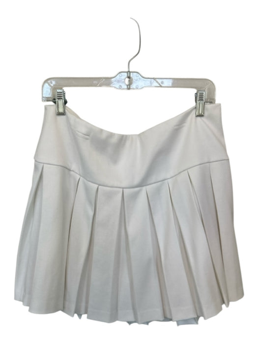 Alice & Olivia Size 14 White Polyester Blend Back Zip Pleated Mini Skirt White / 14