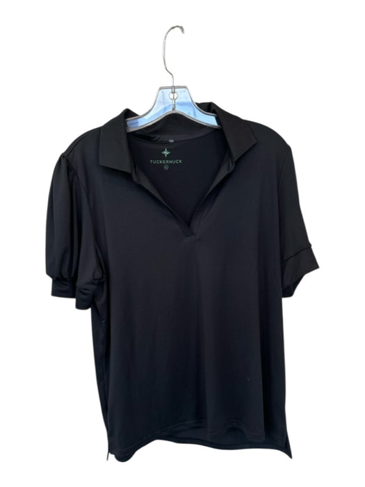 Tuckernuck Size XL Black Polyester Short Sleeve Collar Polo Athletic Top Black / XL