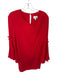 Milly Size 12 Red Silk & Elastane Bell Sleeve Boat Neck Back button Mini Dress Red / 12