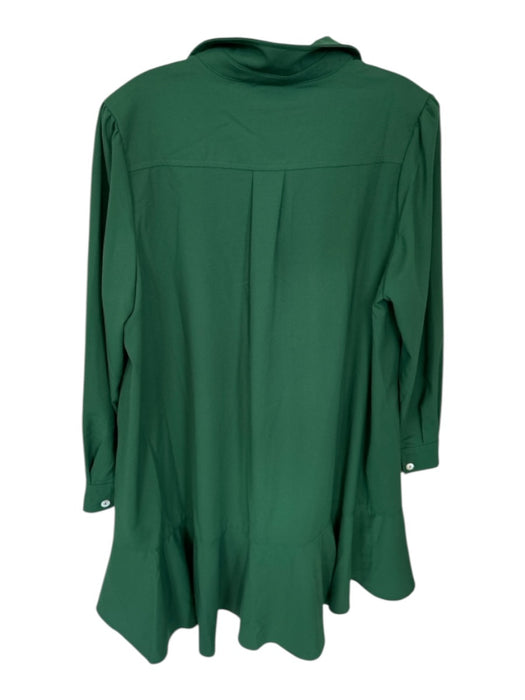 Tuckernuck Size L Forest Green Polyester Blend Half Button Front Pocket Dress Forest Green / L