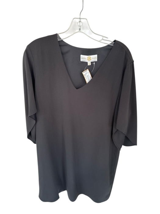 Anna Cate Size L Black Polyester V Neck Ruffle Sleeves Flowy Mini Dress Black / L