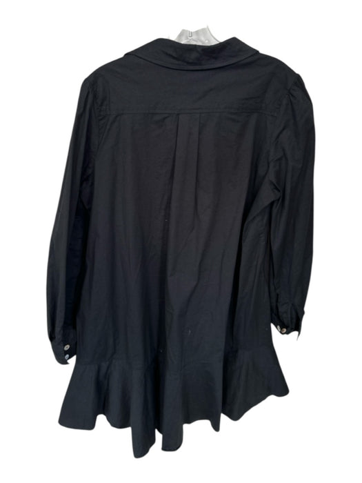 Tuckernuck Size L Black Polyester Blend Half Button Front Pocket Mini Dress Black / L