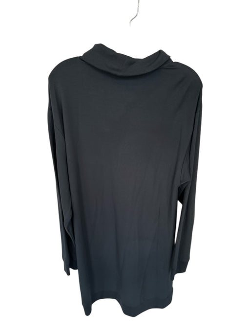 Z Supply Size L Black Modal Blend Long Sleeve Half Zip Collar Midi Dress Black / L