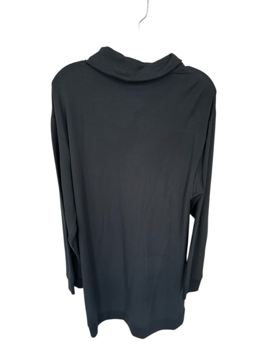 Z Supply Size L Black Modal Blend Long Sleeve Half Zip Collar Midi Dress Black / L