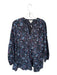 Allison Size L Black & Multi Cotton Floral V Neck Long Sleeve Mini Dress Black & Multi / L