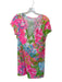 Lilly Pulitzer Size XL Pink & Multi Pima Cotton Short Sleeve Flowers Dress Pink & Multi / XL