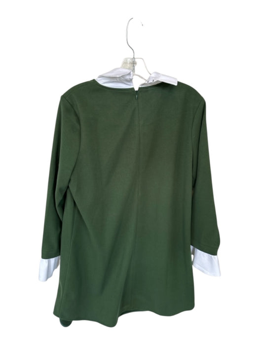 Tuckernuck Size L Green & White Polyester Blend layered Collar Buttons Dress Green & White / L