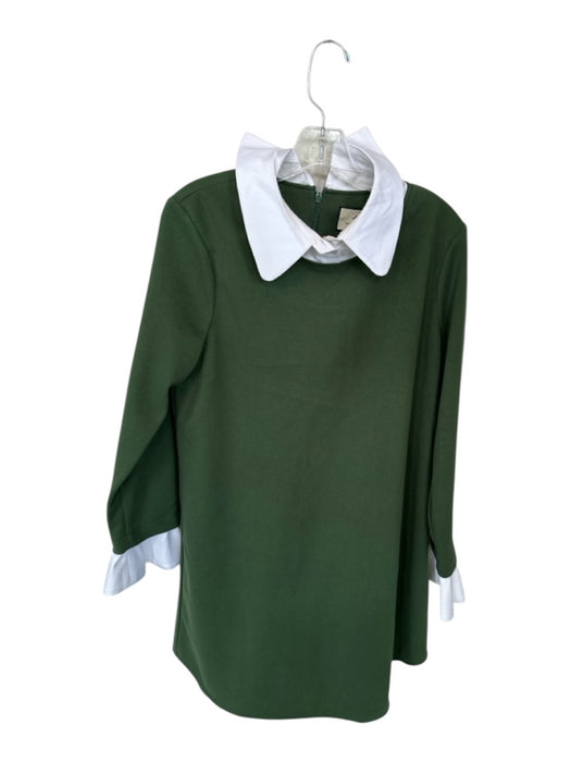 Tuckernuck Size L Green & White Polyester Blend layered Collar Buttons Dress Green & White / L