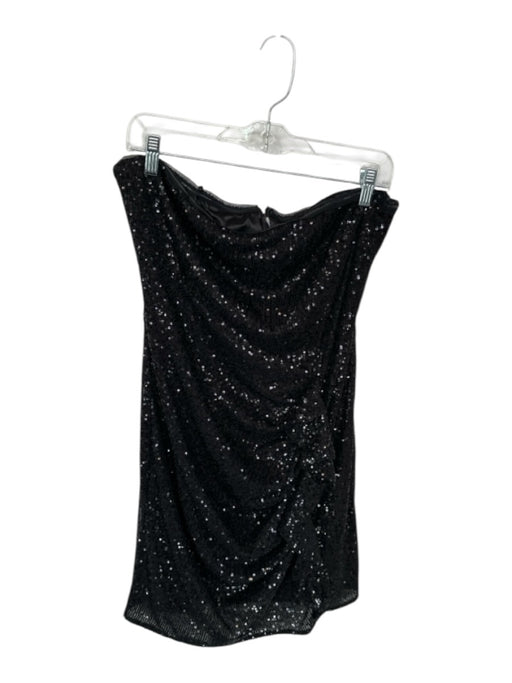 Parker Black Size 12 Black Polyester Blend Sequin Strapless Gathered Mini Gown Black / 12