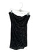 Parker Black Size 12 Black Polyester Blend Sequin Strapless Gathered Mini Gown Black / 12