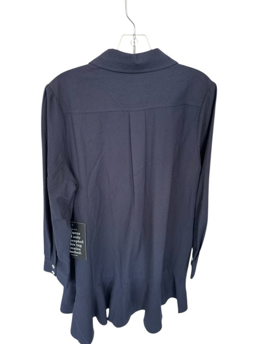 Tuckernuck Size L Navy Polyester Blend Collar Half Button Long Sleeve Mini Dress Navy / L