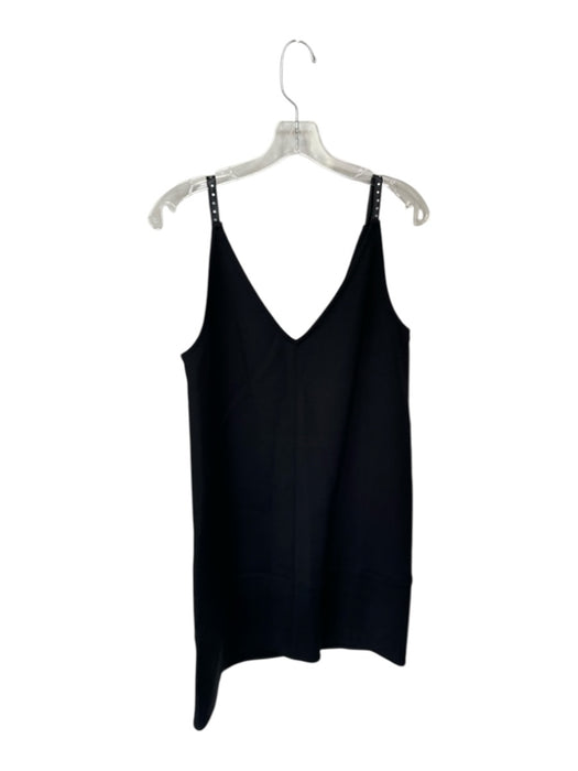 Helmut Lang Size 12 Black Polyester Blend Spaghetti Strap Stud Detail Mini Dress Black / 12