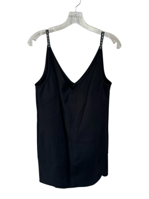 Helmut Lang Size 12 Black Polyester Blend Spaghetti Strap Stud Detail Mini Dress Black / 12