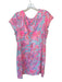 Lilly Pulitzer Size XL Pink & Aqua Cotton & Linen Short Sleeve Fish Dress Pink & Aqua / XL
