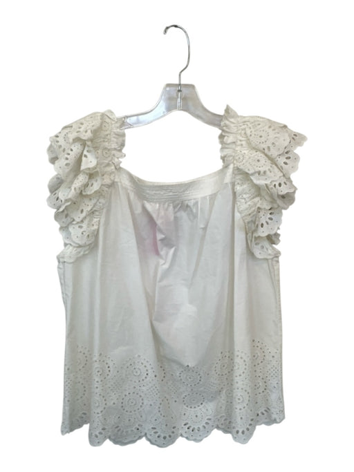 Ulla Johnson Size 16 White Cotton Short Sleeve Eyelet Top White / 16