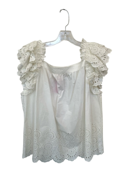 Ulla Johnson Size 16 White Cotton Short Sleeve Eyelet Top White / 16