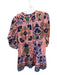 Farm Rio Size XL Pink & blue Cotton Long Balloon Sleeve Swiss Dot Flowers Dress Pink & blue / XL