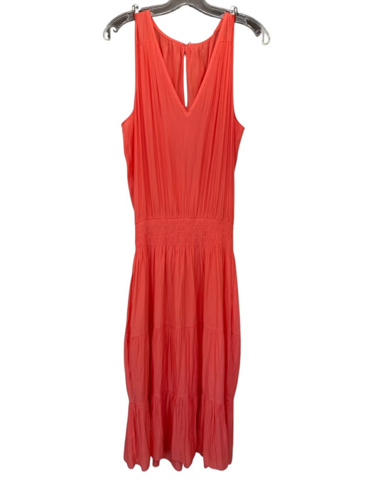 Ramy Brook Size L Coral Orange Polyester Elastic Waist Sleeveless Maxi Dress Coral Orange / L