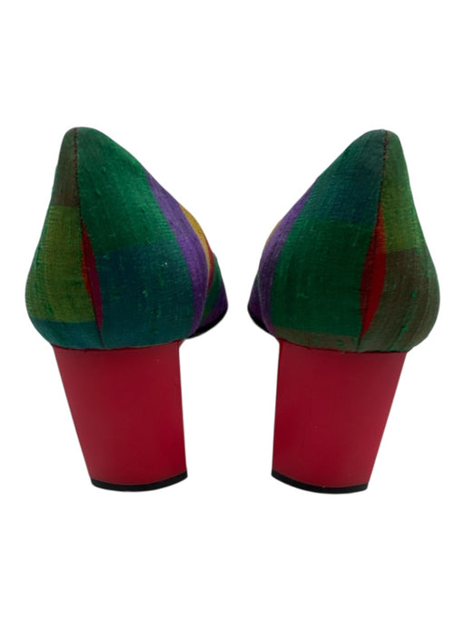 Sesto Meucci Shoe Size 7.5 Red, Green, Multi textile upper Checked Pumps Red, Green, Multi / 7.5