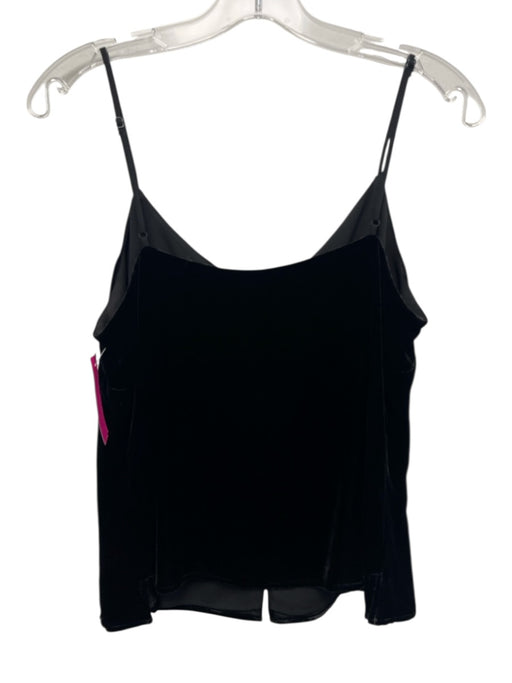 L'agence Size M Black Viscose & Silk Velvet Spaghetti Strap Button Front Top Black / M