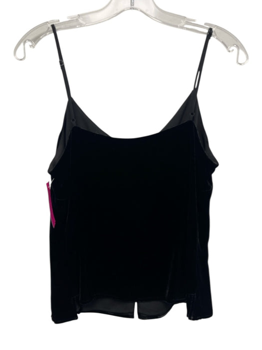 L'agence Size M Black Viscose & Silk Velvet Spaghetti Strap Button Front Top Black / M