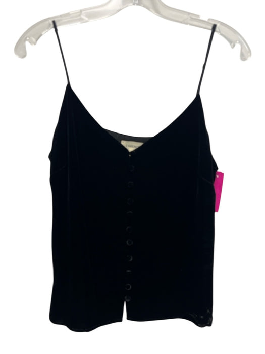 L'agence Size M Black Viscose & Silk Velvet Spaghetti Strap Button Front Top Black / M