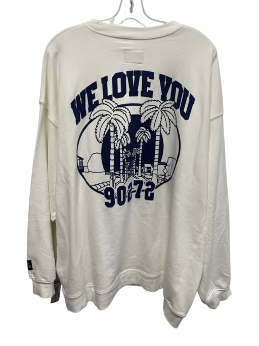 Daily Drills Size M/L White & Navy Blue Cotton Long Sleeve Crew Neck Sweatshirt White & Navy Blue / M/L