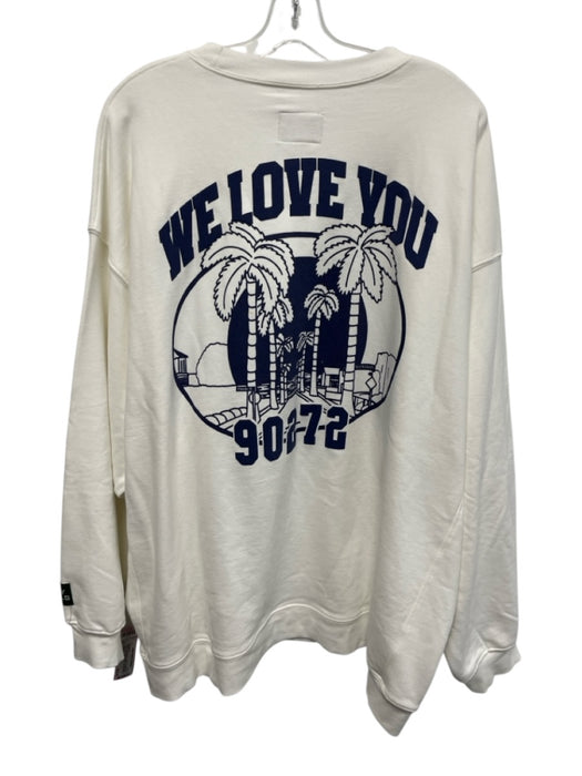 Daily Drills Size M/L White & Navy Blue Cotton Long Sleeve Crew Neck Sweatshirt White & Navy Blue / M/L