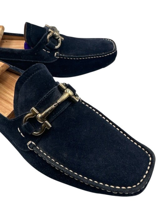 Salvatore Ferragamo Shoe Size 7 Navy Blue Suede Contrast Stitching Men's Shoes Navy Blue / 7