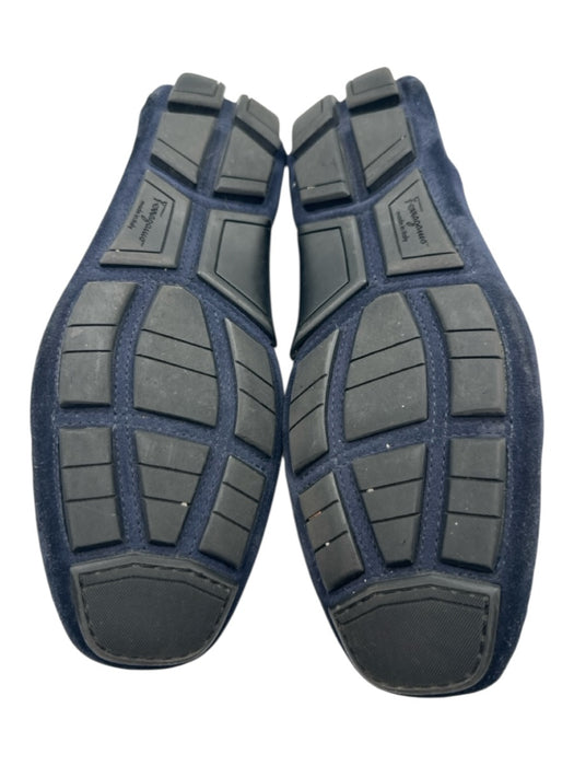 Salvatore Ferragamo Shoe Size 7 Navy Blue Suede Contrast Stitching Men's Shoes Navy Blue / 7