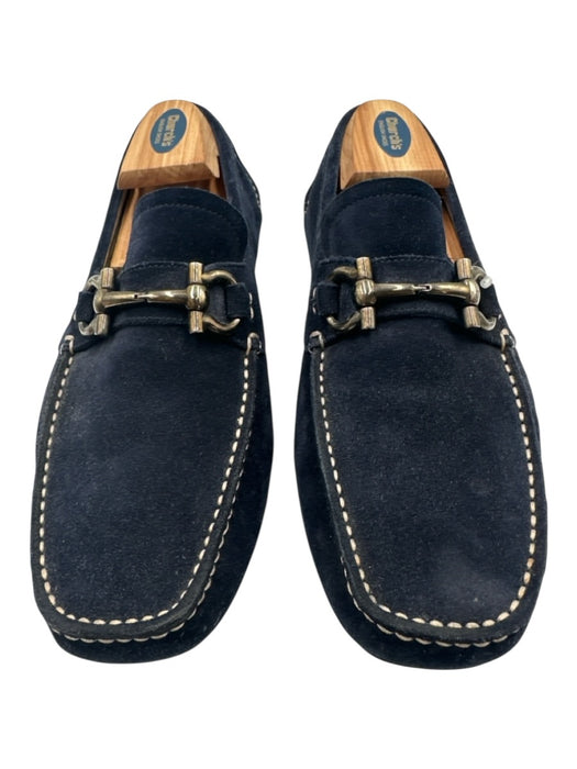 Salvatore Ferragamo Shoe Size 7 Navy Blue Suede Contrast Stitching Men's Shoes Navy Blue / 7
