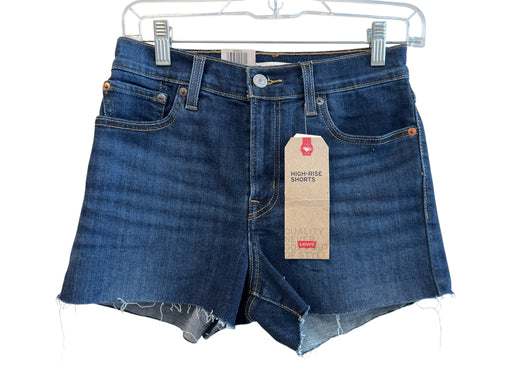 Levi's Size 26 Dark Wash Cotton Blend High Rise Slim Fit Frayed Hem Shorts Dark Wash / 26