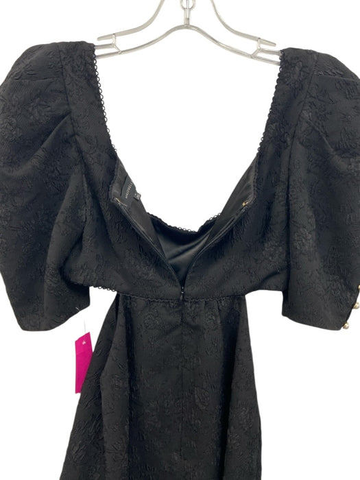 Majorelle Size XS Black Polyester Jacquard Floral Cut Out Waist Mini Dress Black / XS