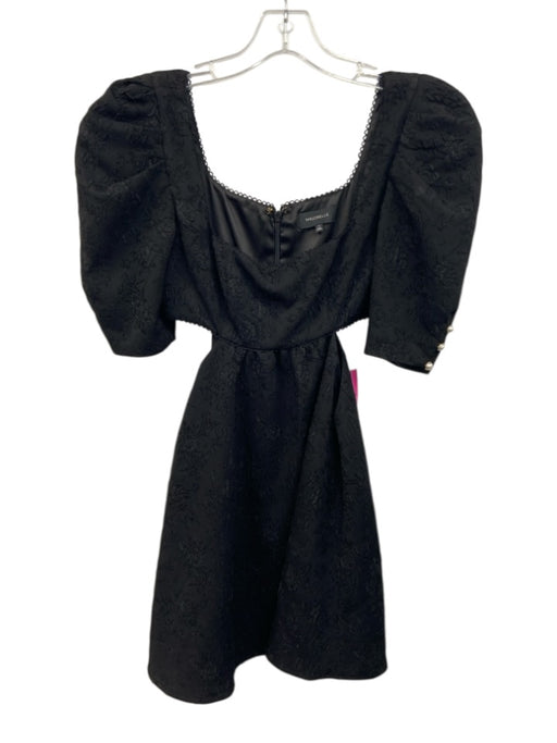 Majorelle Size XS Black Polyester Jacquard Floral Cut Out Waist Mini Dress Black / XS