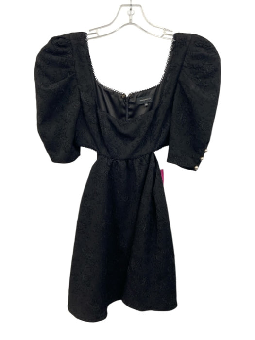 Majorelle Size XS Black Polyester Jacquard Floral Cut Out Waist Mini Dress Black / XS