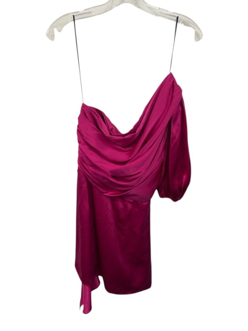 Amanda Uprichard Size S Fuchsia Pink Silk Gathered One Shoulder Mini Dress Fuchsia Pink / S