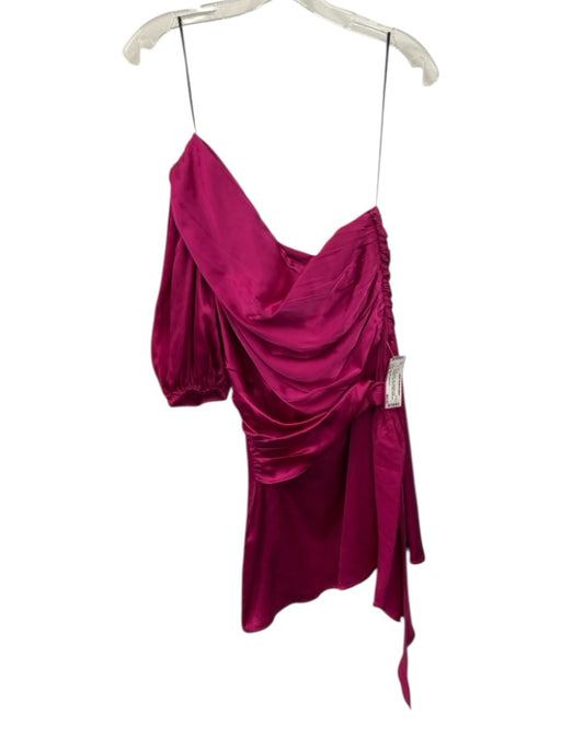 Amanda Uprichard Size S Fuchsia Pink Silk Gathered One Shoulder Mini Dress Fuchsia Pink / S