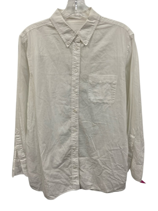 Equipment Femme Size S White Cotton Long Sleeve Button Up Collared Shirt Top White / S