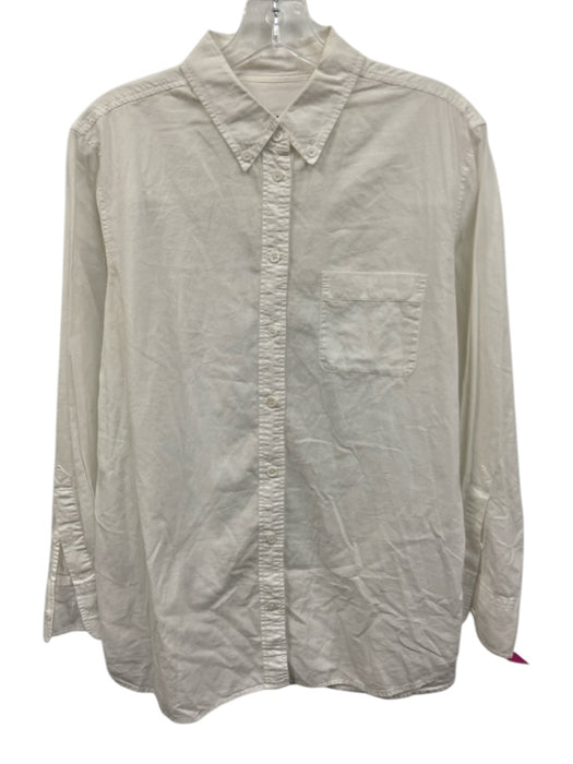 Equipment Femme Size S White Cotton Long Sleeve Button Up Collared Shirt Top White / S