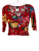 D&G Dolce & Gabbana Size 38 Red & Multi Cotton Blend Floral 1/2 Sleeve Crop Top Red & Multi / 38
