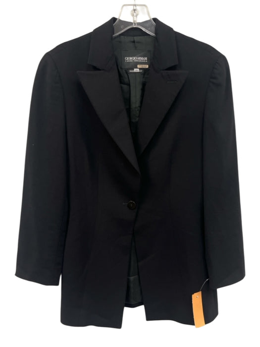 Giorgio Armani Size 36 Black Wool Blend One Button Blazer Jacket Black / 36