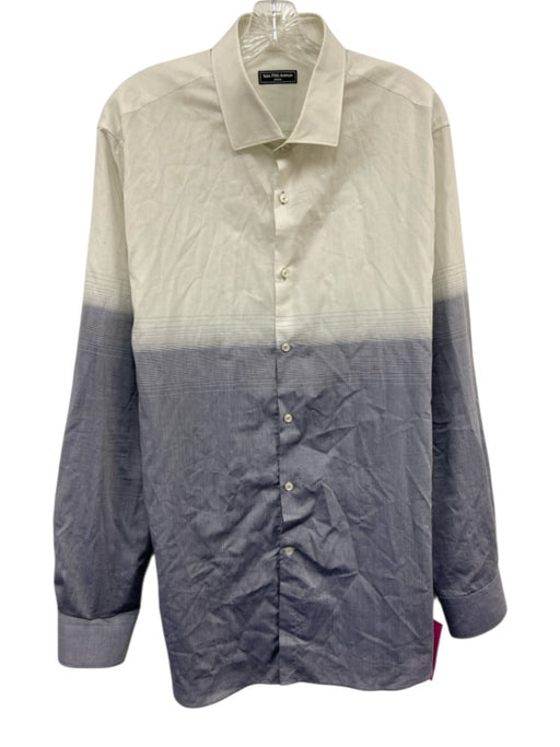 Saks Fifth Ave Size XXL Blue & White Cotton Striped Gradient Long Sleeve Shirt Blue & White / XXL