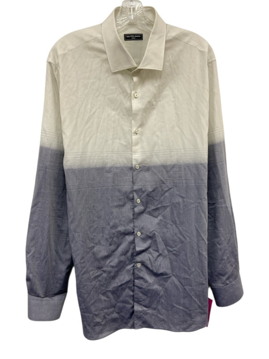 Saks Fifth Ave Size XXL Blue & White Cotton Striped Gradient Long Sleeve Shirt Blue & White / XXL