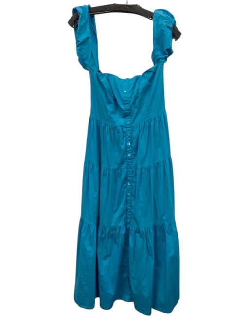 Staud Size s / 4 Sky Blue Cotton Blend Off Shoulder Button Front Tiered Dress Sky Blue / s / 4