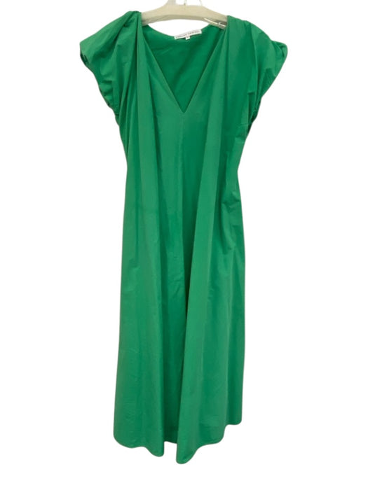 English Factory Size S Green Cotton & Polyester Short Cap Sleeve V Neck Dress Green / S