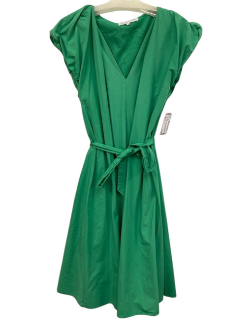 English Factory Size S Green Cotton & Polyester Short Cap Sleeve V Neck Dress Green / S