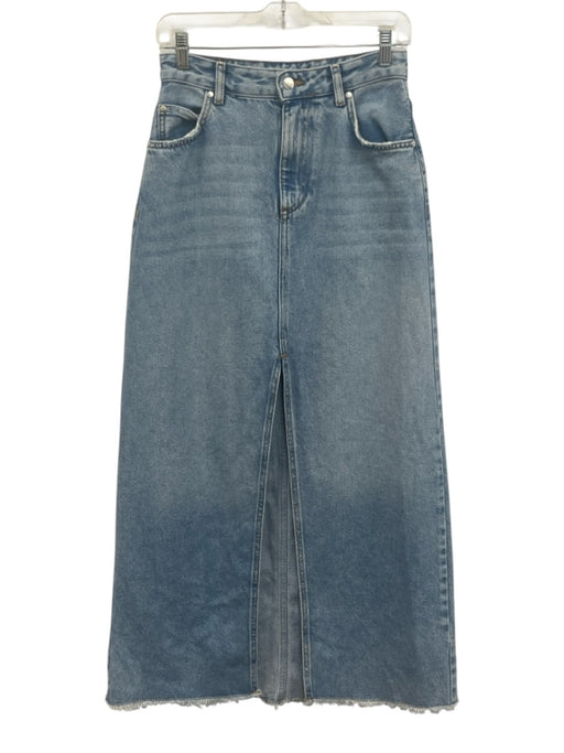 Pilcro Size 0 Light Wash Cotton & Lyocell Denim High Rise Middle Slit Maxi Skirt Light Wash / 0