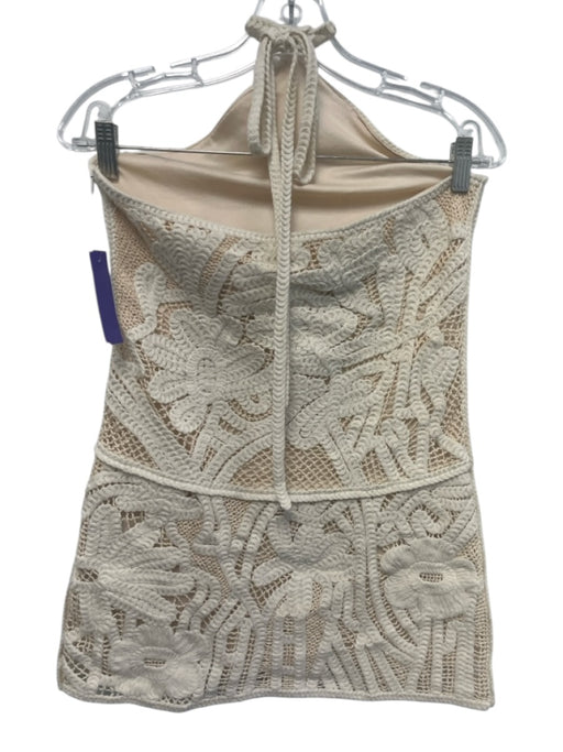 Zara Size Large Beige & Cream Crochet Sleeveless Halter Dress Beige & Cream / Large