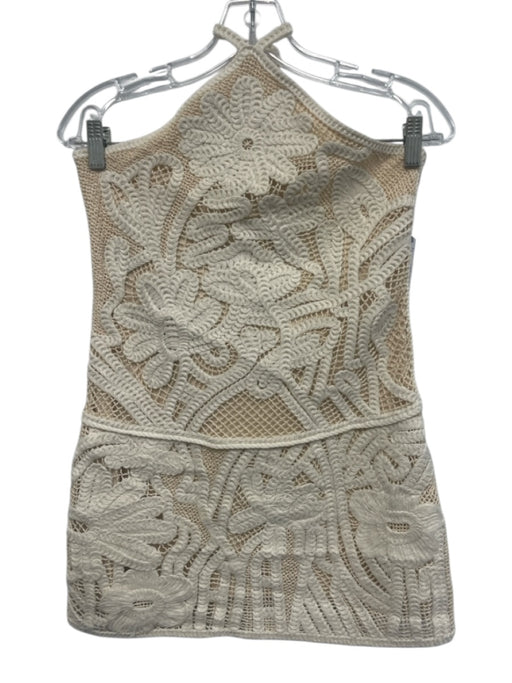 Zara Size Large Beige & Cream Crochet Sleeveless Halter Dress Beige & Cream / Large