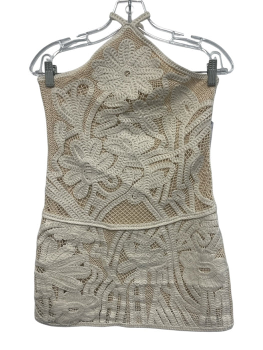 Zara Size Large Beige & Cream Crochet Sleeveless Halter Dress Beige & Cream / Large